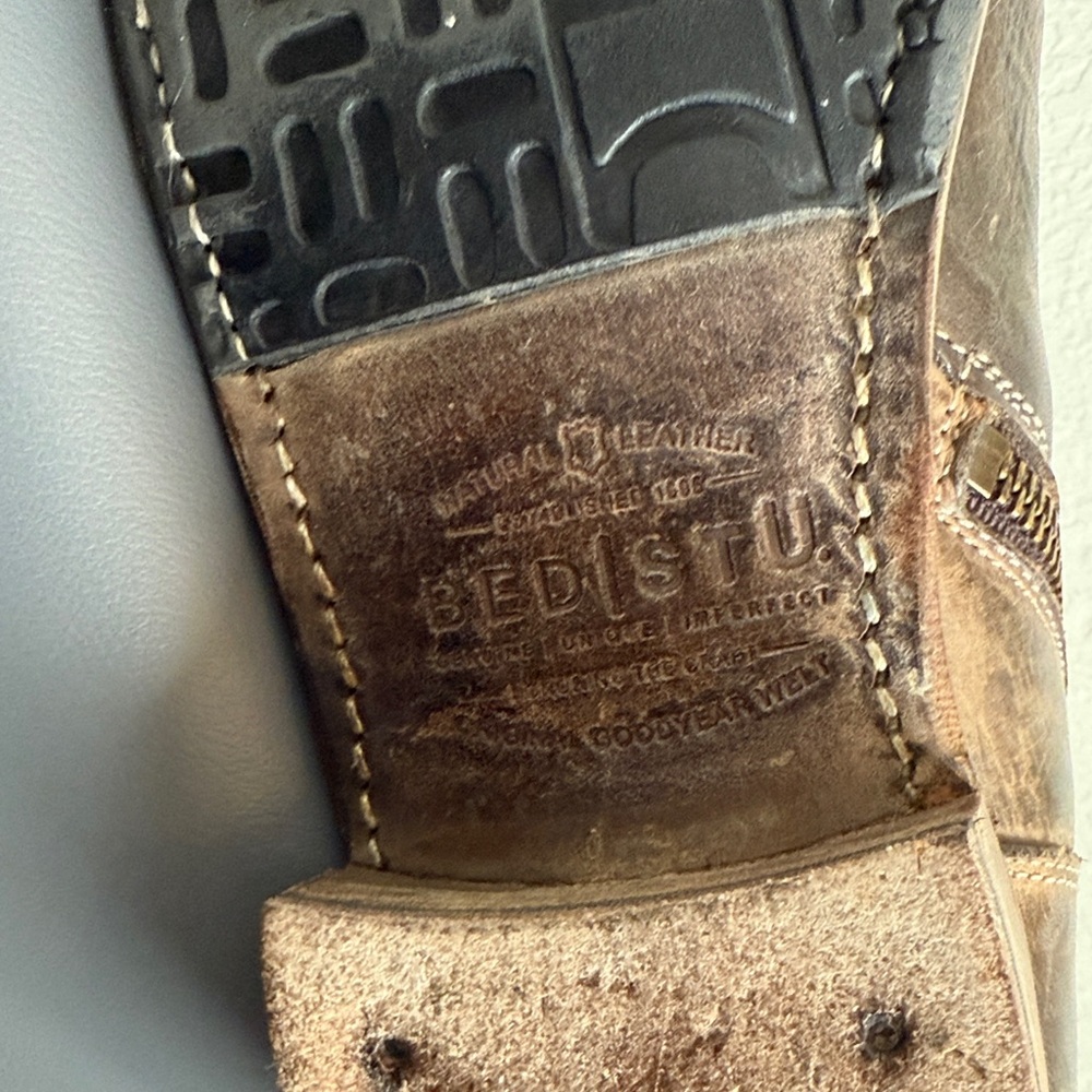 Bed Stu Distressed Tall Lace-Up Riding Boots in Distressed Brown - Picture 6 of 11